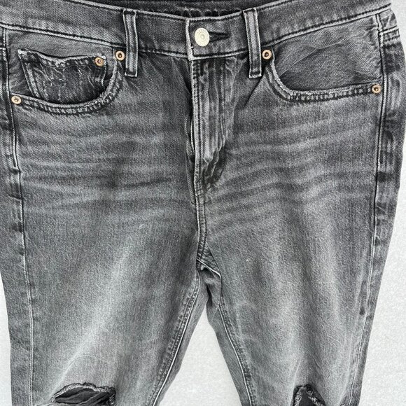 American Eagle Jeans Womens 6 Distressed Mom Jeans Black Pants Denim - Picture 5 of 7